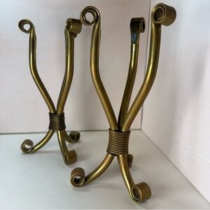 Set of 2 Elegant Brass Metal Stands or Object Holders MCM Pre-owned